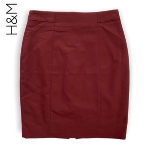 H&M Maroon Dark Red Mini Pencil Skirt Size 8